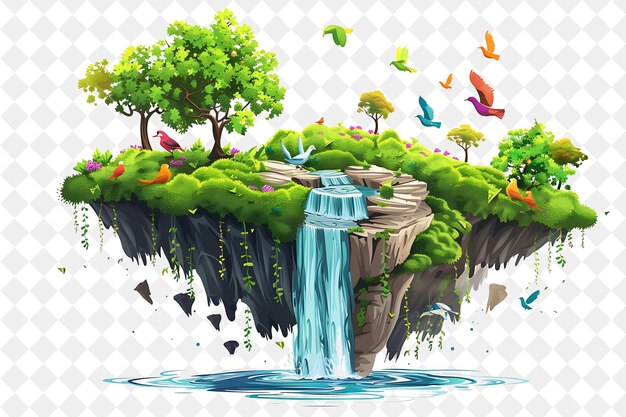 PSD a water fall with a waterfall and a waterfall