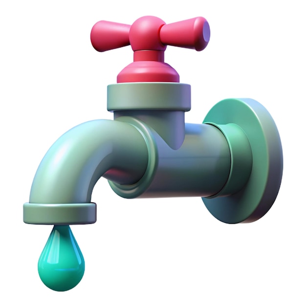 PSD a water faucet with a pink top and a green top