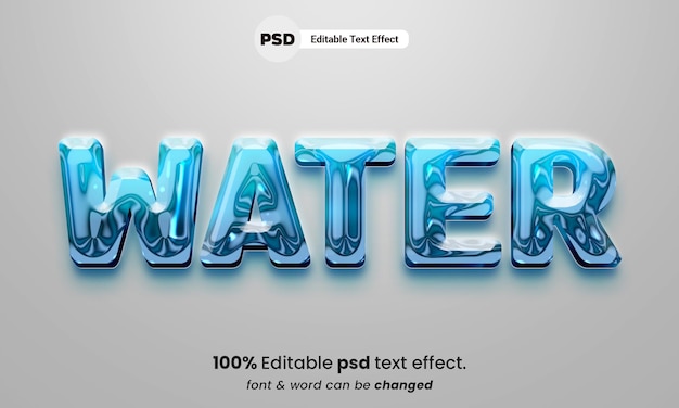 Water liquid 3d editable PSD premium watertext effect