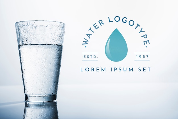 Water logo mockup on copyspace