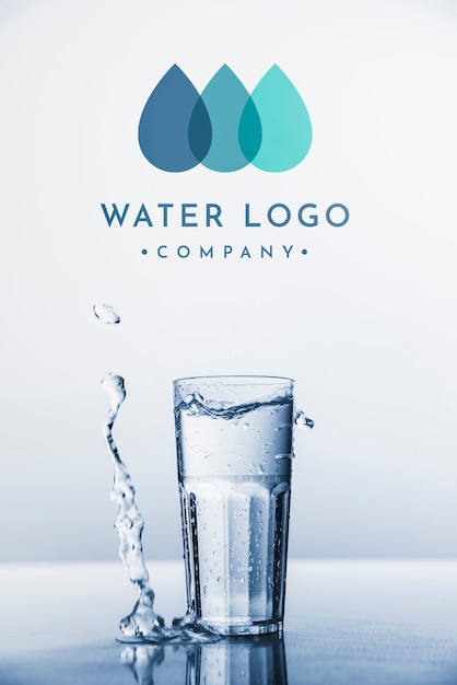 Water logo mockup on copyspace