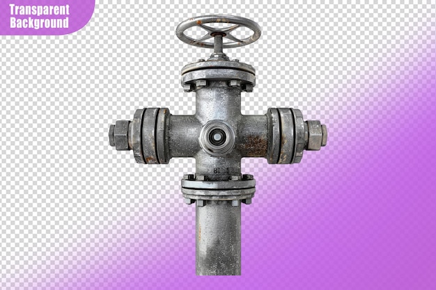 PSD water pipe and valve isolated on transparent background