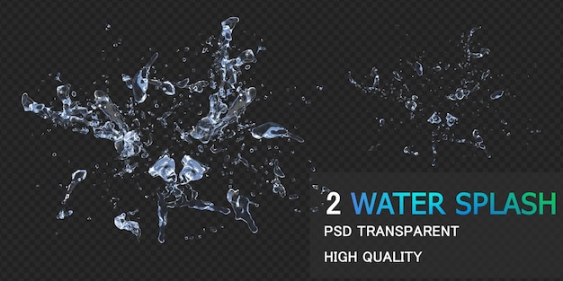 Water splash with droplets isolated design premium psd