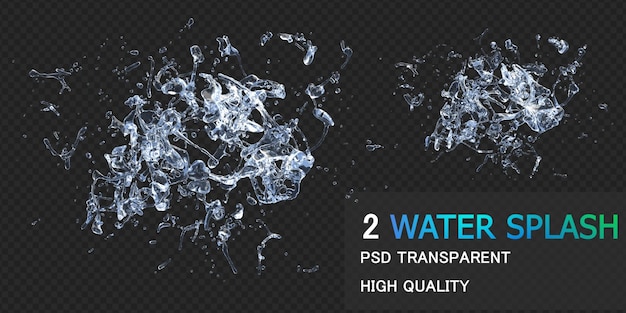 Water splash with droplets isolated design premium psd