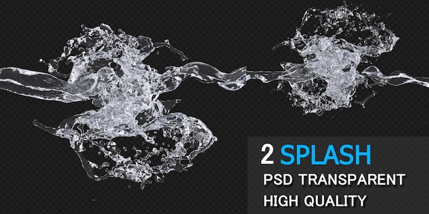 Water splash with droplets pack design isolated rendering