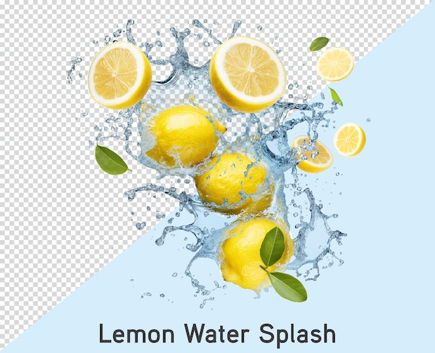 a water splash with lemons and lemon slices