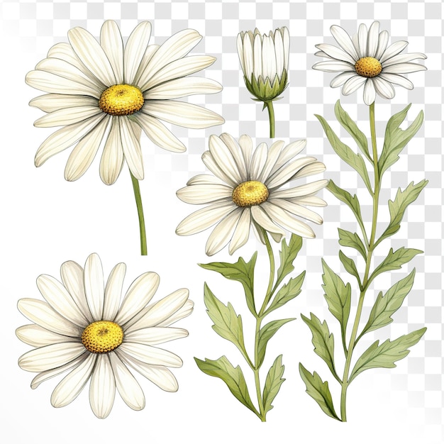 watercolor African daisy clipart transparent background