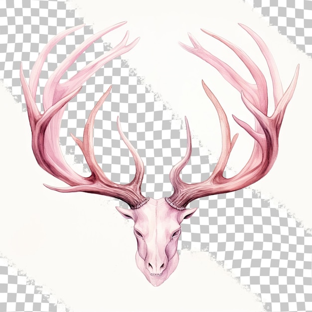 Watercolor antler on transparent background Ideal for events and celebrations