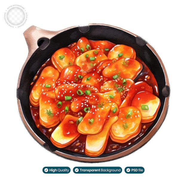 Watercolor Artistry Showcasing the Irresistible Charm and Authenticity of Tteokbokki