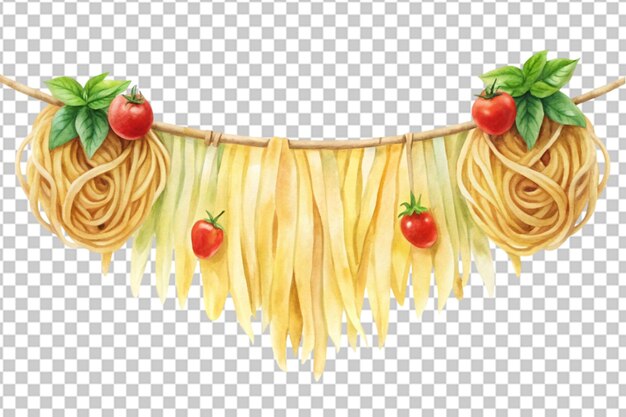 PSD watercolor background banner of spaghetti isolated transparent background