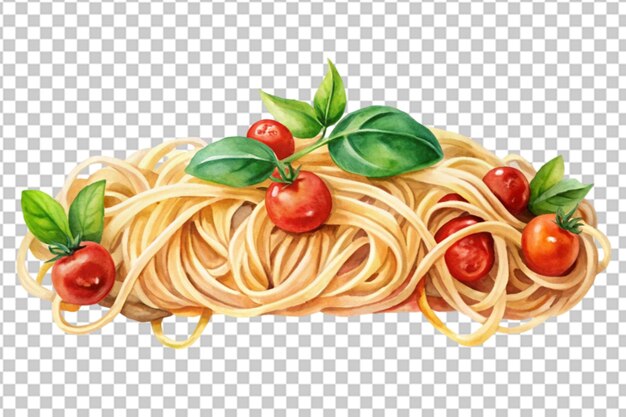 PSD watercolor background banner of spaghetti isolated transparent background