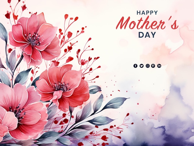 Watercolor background mother and child mothers day celebration for social media post