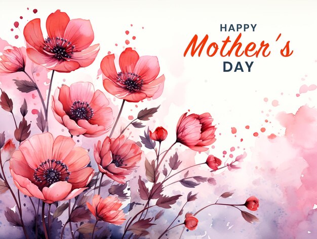 Watercolor background mother and child mothers day celebration for social media post