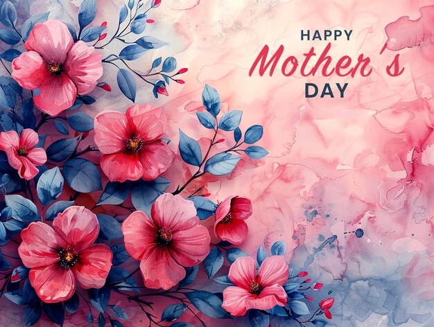 Watercolor background mother and child mothers day celebration for social media post