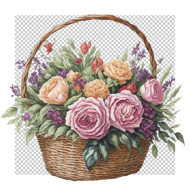 Watercolor Basket Flower