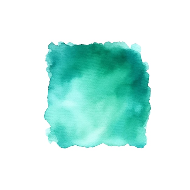 Watercolor brush stroke Cyan watercolor background isolated on white background