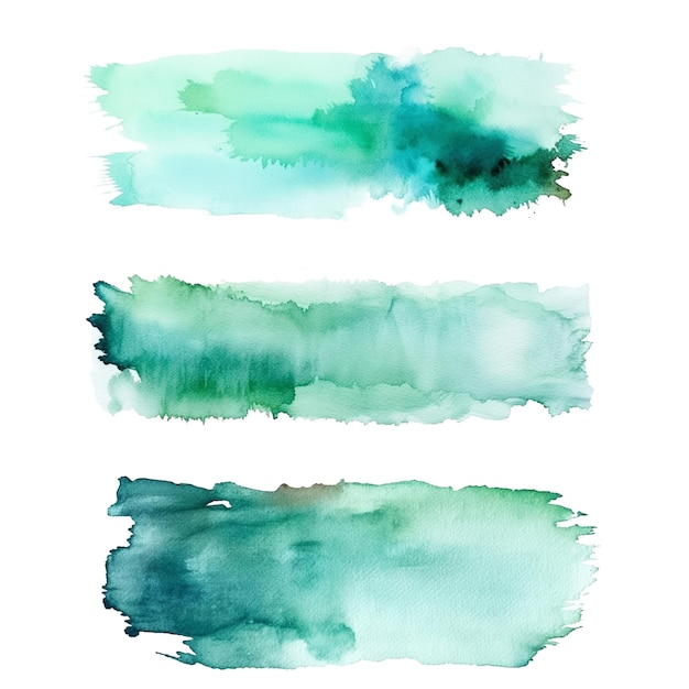 Watercolor brush stroke Cyan watercolor background isolated on white background