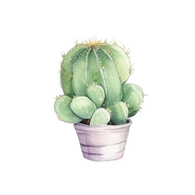 Watercolor Cactus Illustration Handdrawn design element isolated on a white background