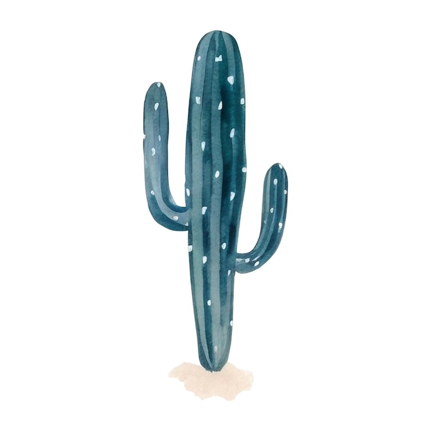 Watercolor Cactus Illustration Handdrawn design element isolated on a white background