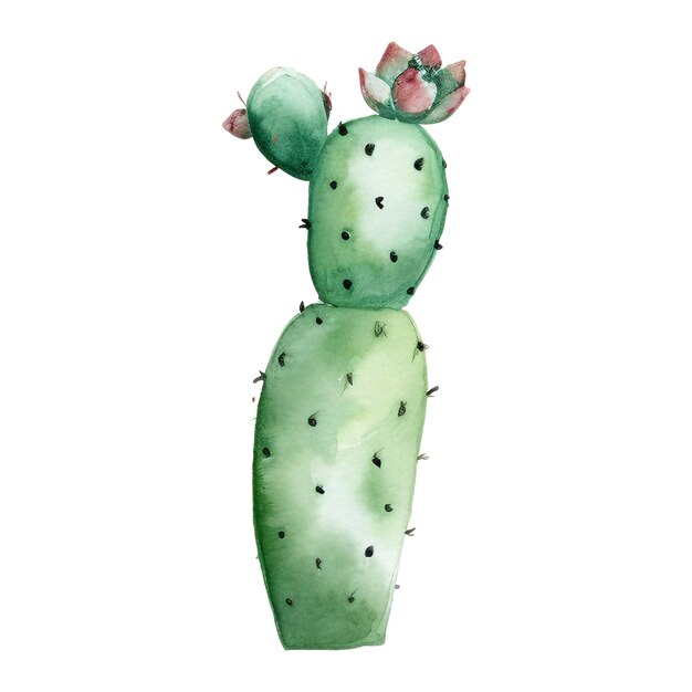 Watercolor Cactus Illustration Handdrawn design element isolated on a white background