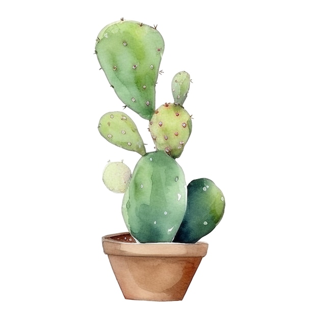 Watercolor Cactus Illustration Handdrawn design element isolated on a white background