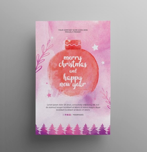 Watercolor Christmas Party Flyer Template