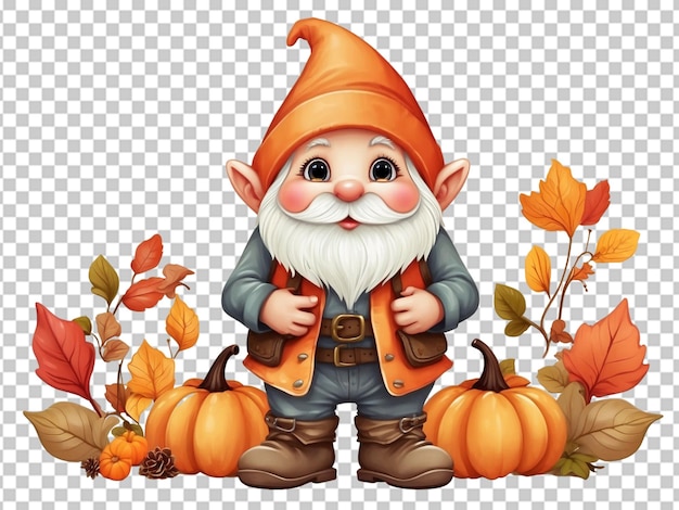 Watercolor cute fall season gnome