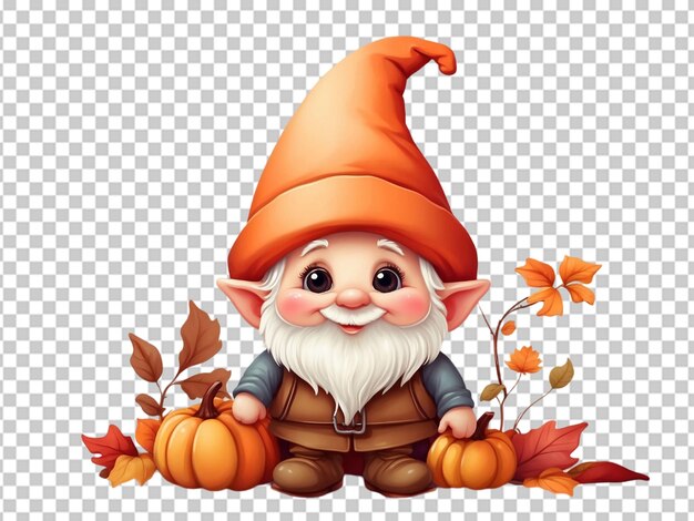 Watercolor cute fall season gnome