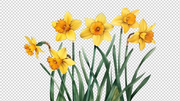 PSD watercolor daffodil flower on a transparent background