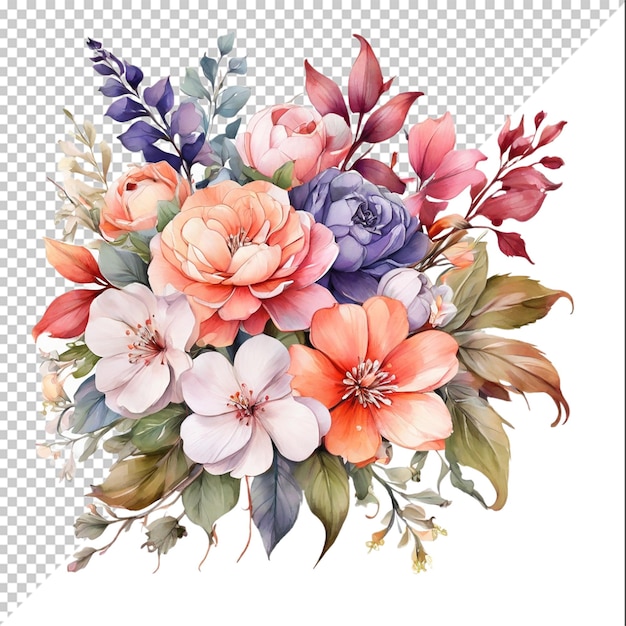 Watercolor floral bouquet Isolated on colorful background