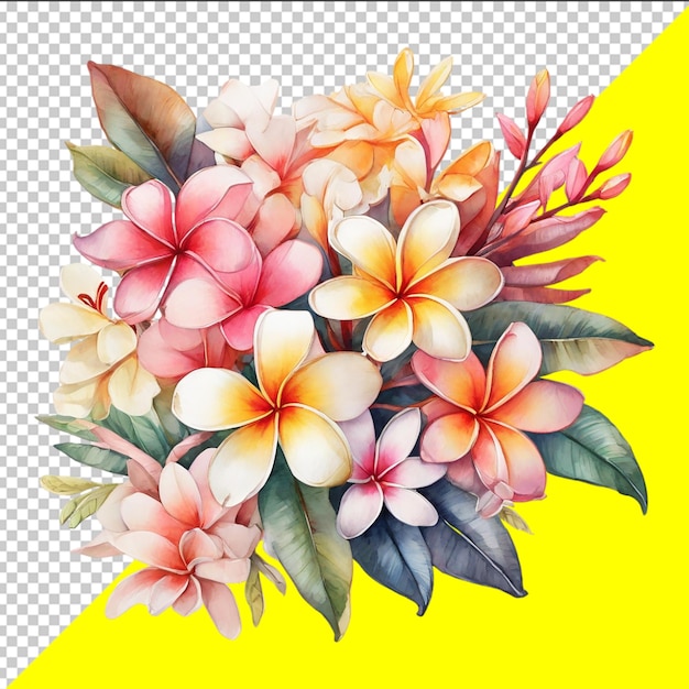 Watercolor floral bouquet Isolated on colorful background