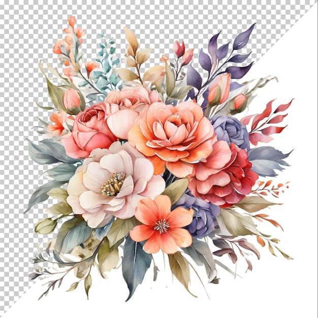 Watercolor floral bouquet Isolated on colorful background