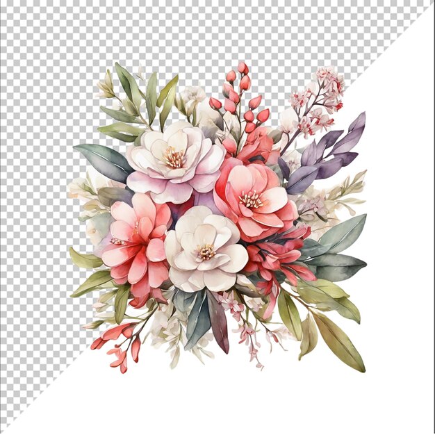 Watercolor floral bouquet Isolated on colorful background