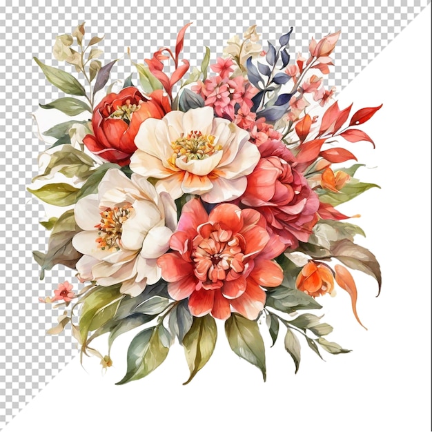 Watercolor floral bouquet Isolated on colorful background