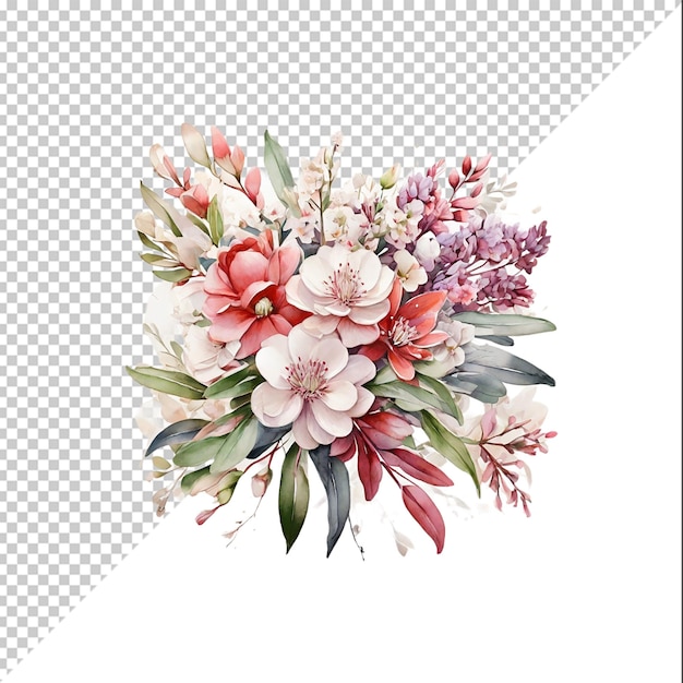 Watercolor floral bouquet Isolated on colorful background