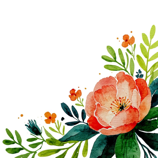 Watercolor Floral Design with Paper Texture