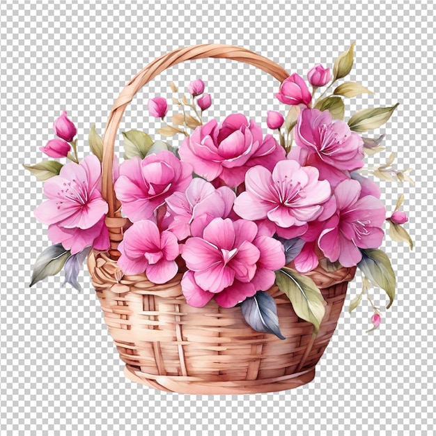 PSD watercolor floral flower basket design