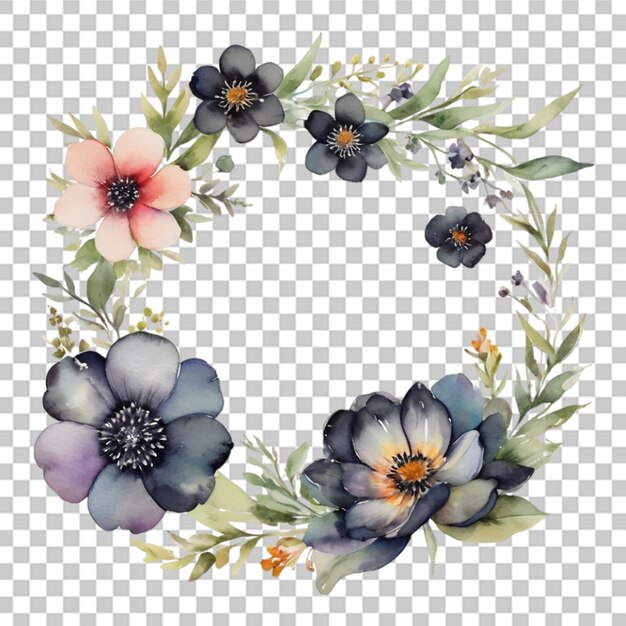 Watercolor floral flower bouquet and ring design isolated on transparent background