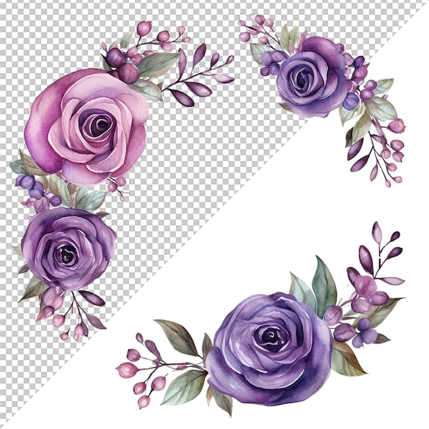 Watercolor Floral Flower Design And Round Frame