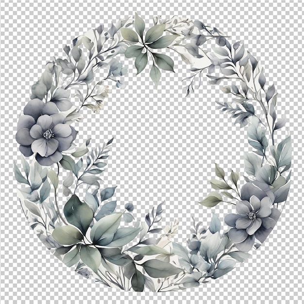 PSD watercolor floral flower round frame pattern design floral flower background design