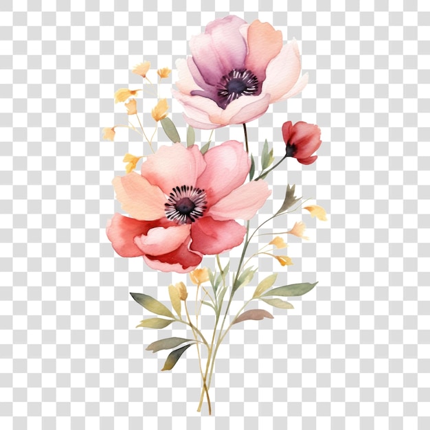 PSD watercolor floral transparent background