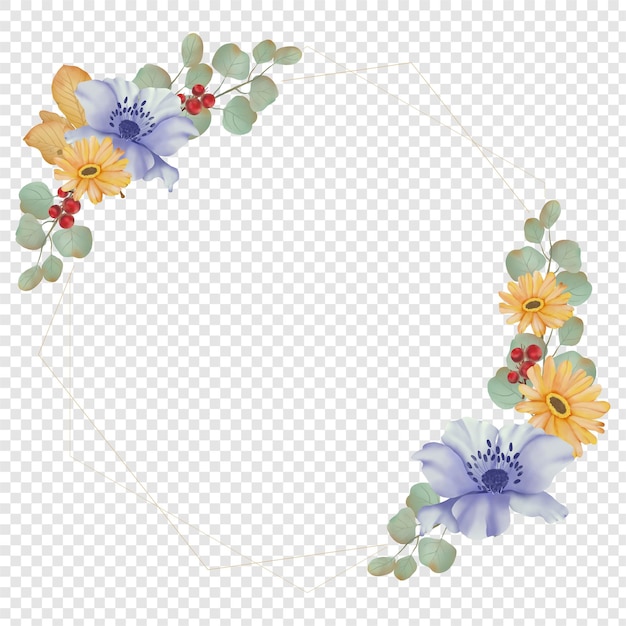 Watercolor Floral Wreath Illustration Element