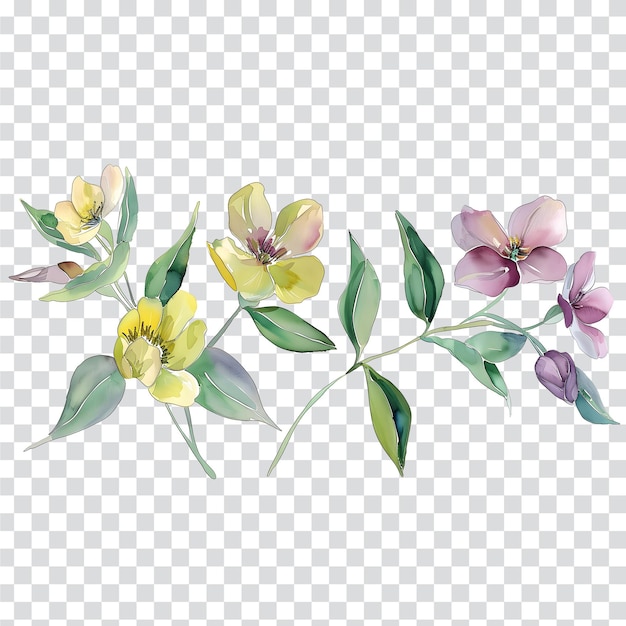 Watercolor flower clipart on a white background with a transparent background PNG