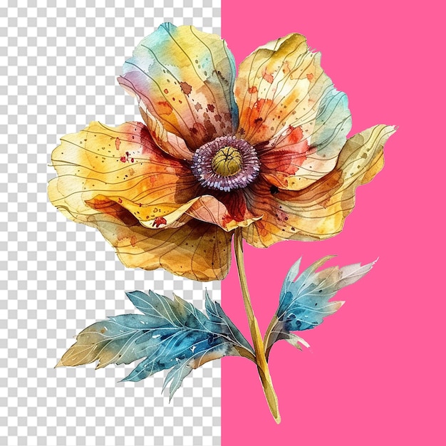 PSD watercolor flower isolated on transparent background png