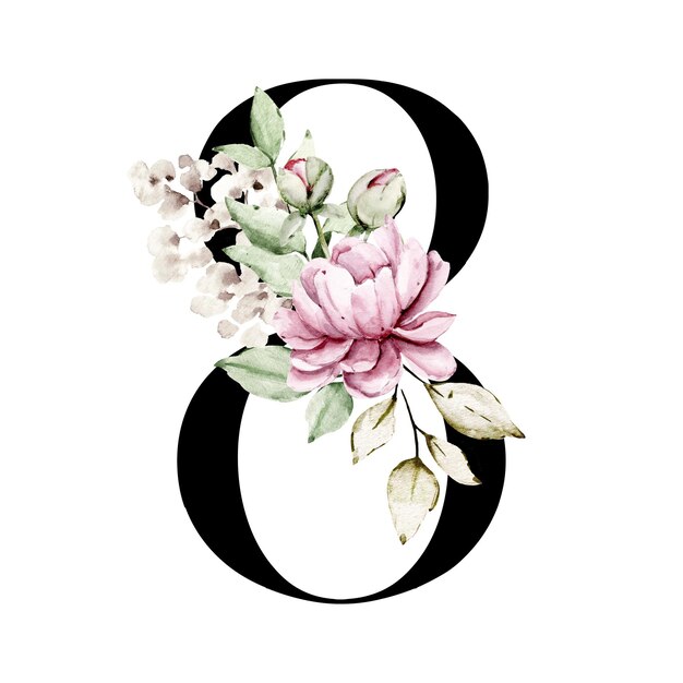 PSD watercolor flower letters