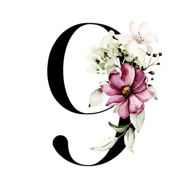 PSD watercolor flower letters