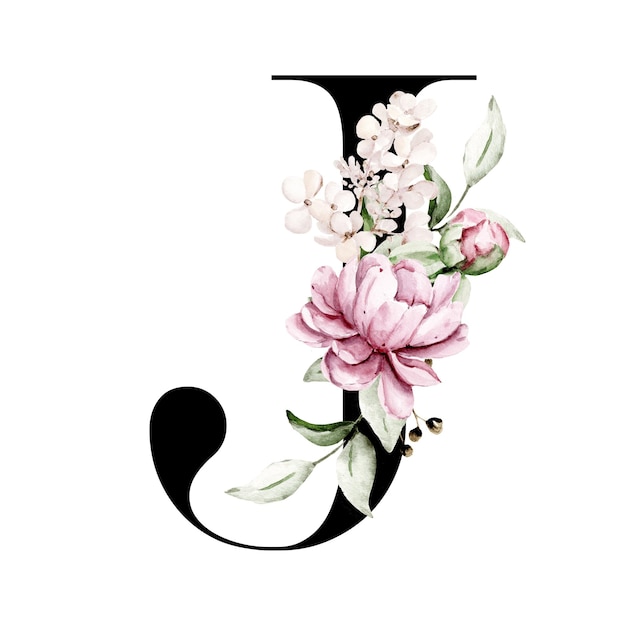 PSD watercolor flower letters