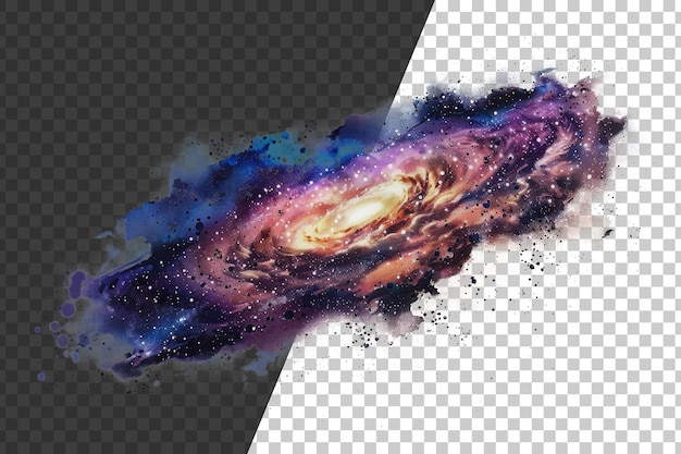 PSD watercolor galaxy with stars and nebulas in space cut out stock png