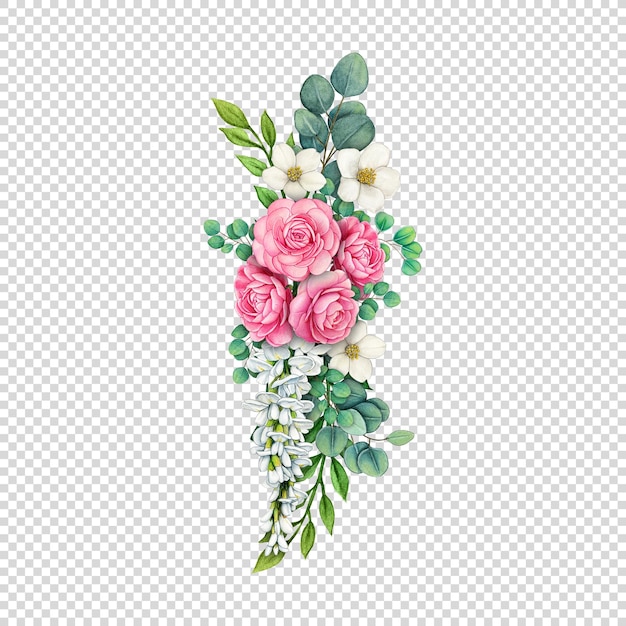 PSD watercolor hand drawn elegant bouquet