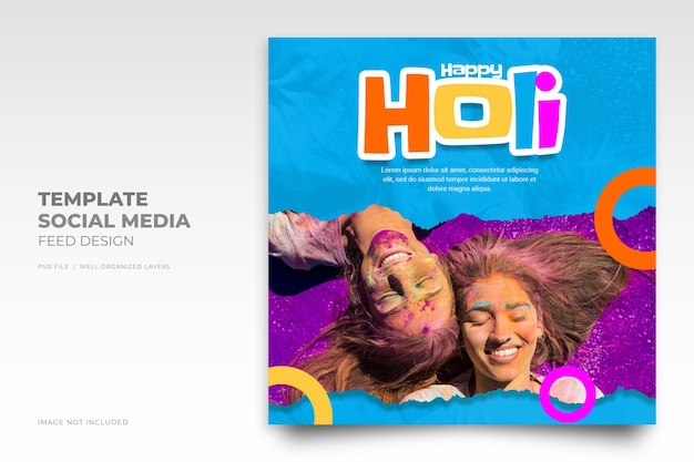 Watercolor holi festival Social Media Instagram design template